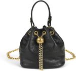 Genuine Leather Bucket Shoulder Bag for Women with Chain Strap and Elegant Crossbody Style