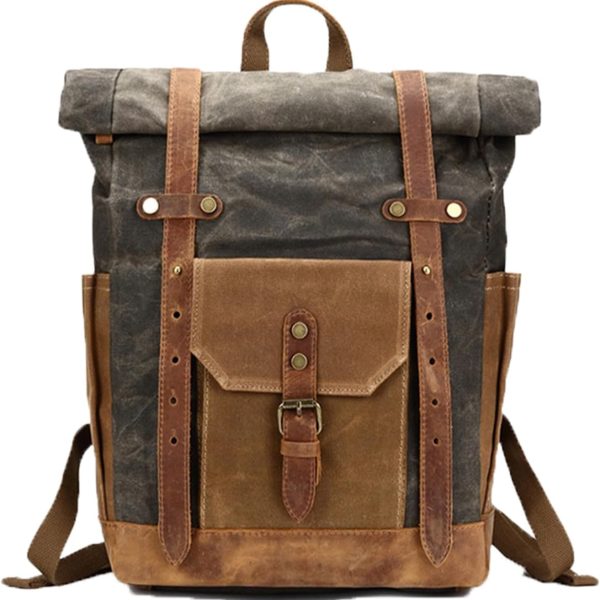 Vintage Style PU Leather Casual Laptop Backpack
