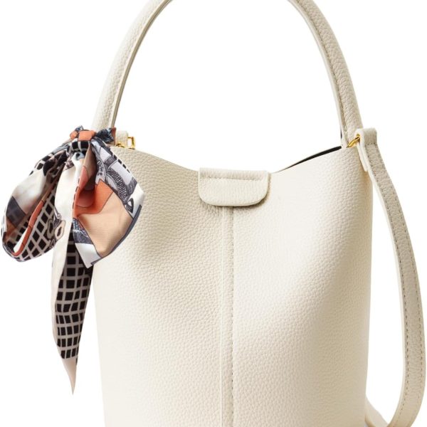 Mini Bucket Bag for Women Vegan Leather Crossbody Purse with Removable Shoulder Straps and Compact Design