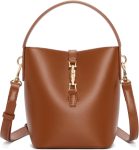 Small Bucket Crossbody Bag for Women Trendy Vegan Leather Shoulder Purse Designer Style Handbag