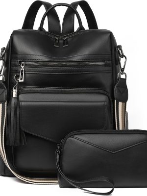 PU Leather Diaper Backpack with Changing Pad and Stroller Straps