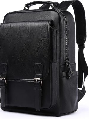 Leather Backpack, Vintage Flap Waterproof School Bag, Men's Leather Travel Backpack, Casual Backpack
