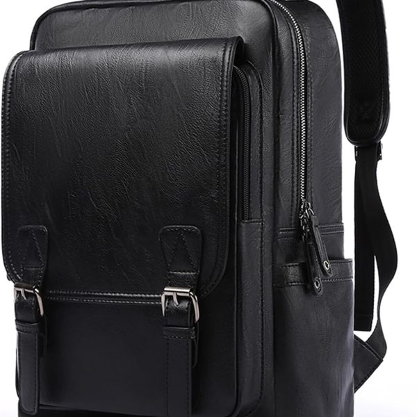 Leather Backpack, Vintage Flap Waterproof School Bag, Men's Leather Travel Backpack, Casual Backpack