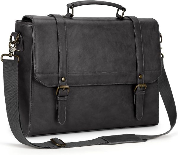 Leather Laptop Briefcase Crossbody Business Shoulder Bag