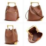 Women’s PU Leather Bucket Handbag Crossbody Shoulder Purse with Top Handle Design