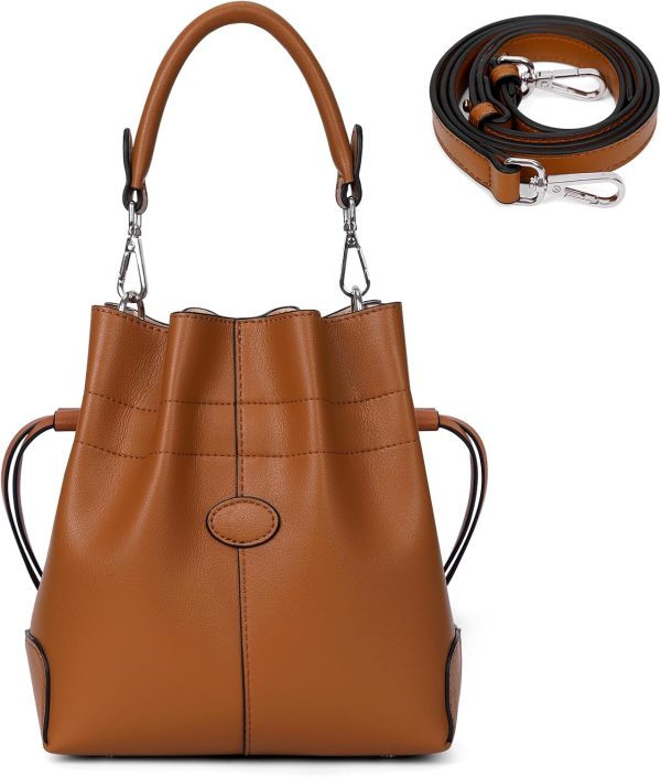 Bucket Bag for Women Trendy Crossbody Shoulder and Handbags Leather Tote Bag Drawstring Bucket Bag
