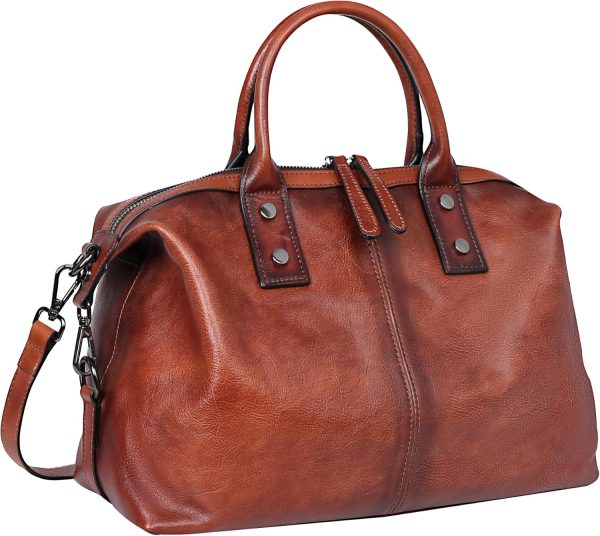 Genuine Leather Satchel Tote Bag Large Crossbody Shoulder Purse