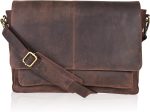 Leather Laptop Messenger Briefcase for Office and College Use