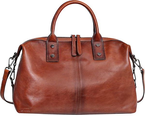 Genuine Leather Satchel Tote Bag Large Crossbody Shoulder Purse