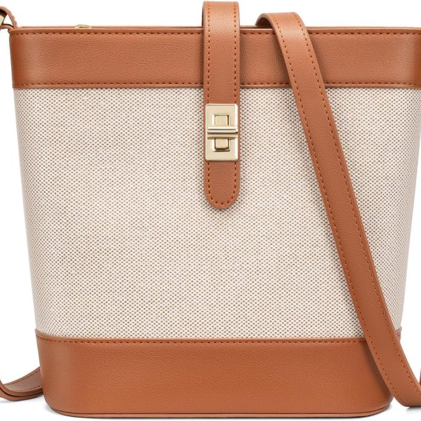 Trendy Vegan Leather Bucket Bag for Women Small Crossbody Shoulder Purse