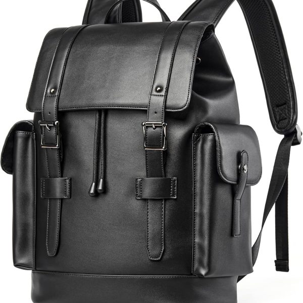 Waterproof PU Leather Laptop Backpack for Work and College