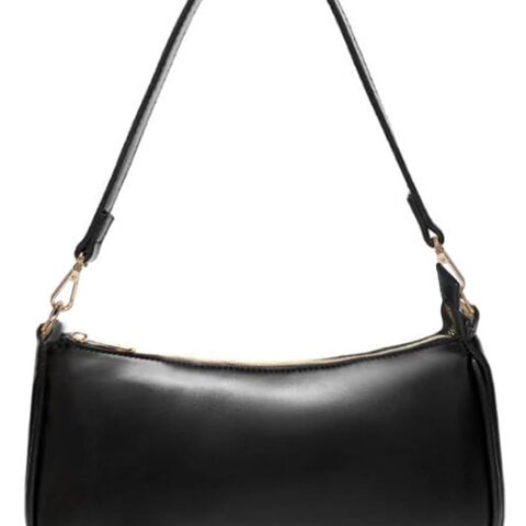 Vintage Style Vegan Leather Shoulder Tote Purse with Zip Closure