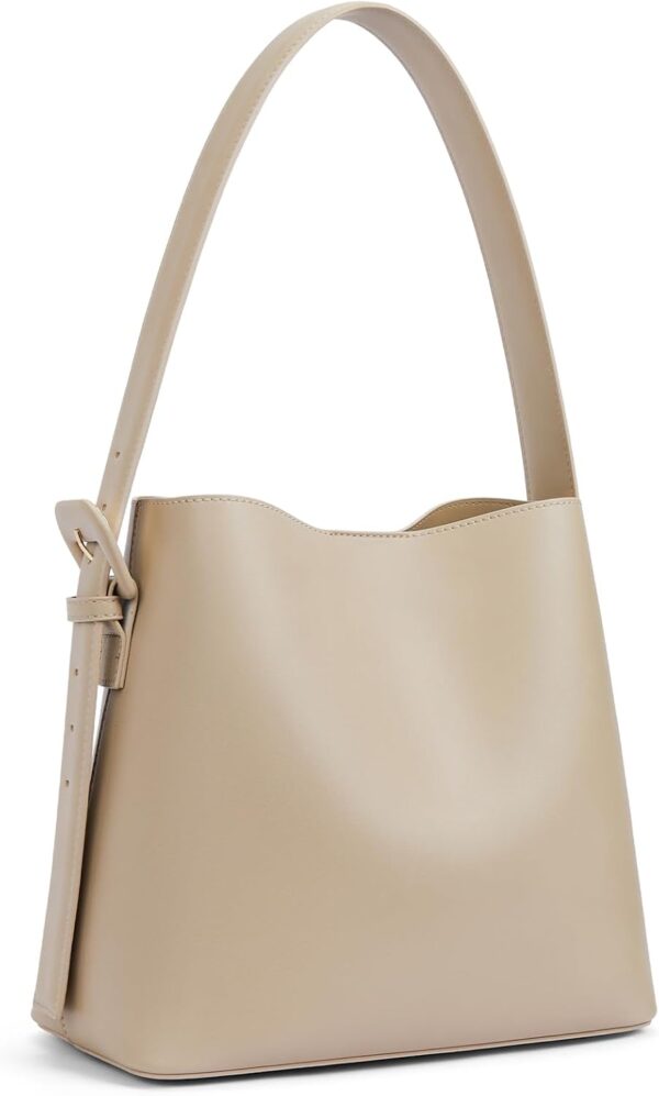 Bucket Bag Vegan Leather Shoulder  for Women Trendy Adjustable Strap