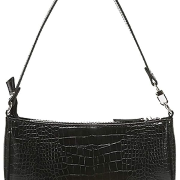 Retro Style Shoulder Tote Bag for Women with Zipper Closure and Clutch Design