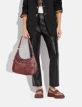 Genuine Leather Women’s Shoulder Purse with Double Zipper Pockets
