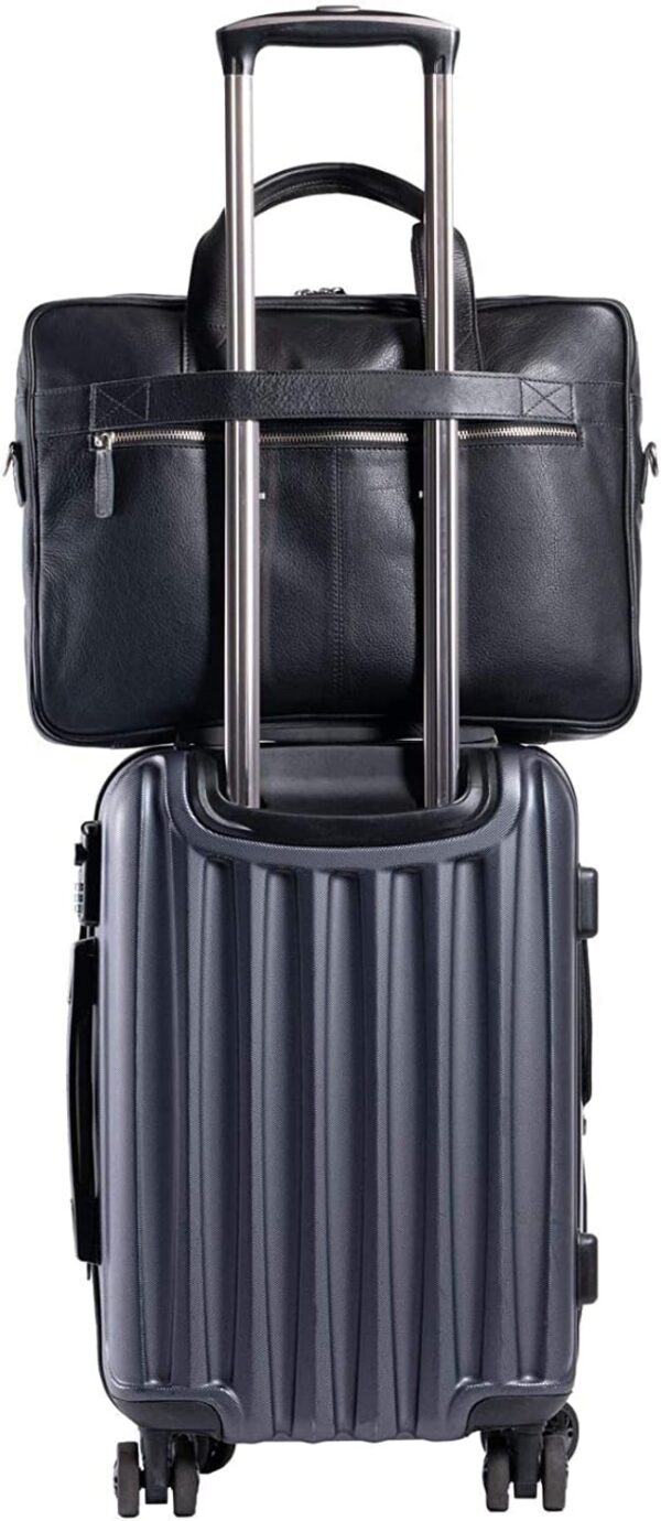 Black Leather Laptop Messenger Briefcase Shoulder Bag