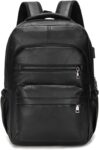 Slim PU Leather Laptop Backpack with Multi Pocket Design