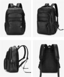 Slim PU Leather Laptop Backpack with Multi Pocket Design