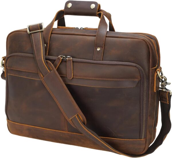 16 Inch Leather Laptop Messenger Satchel Briefcase Bag