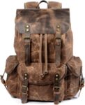 Waterproof Waxed Canvas Hiking Travel Backpack for 15 Inch Laptop
