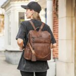 PU Leather Laptop Travel Backpack for Hiking and Day Trips