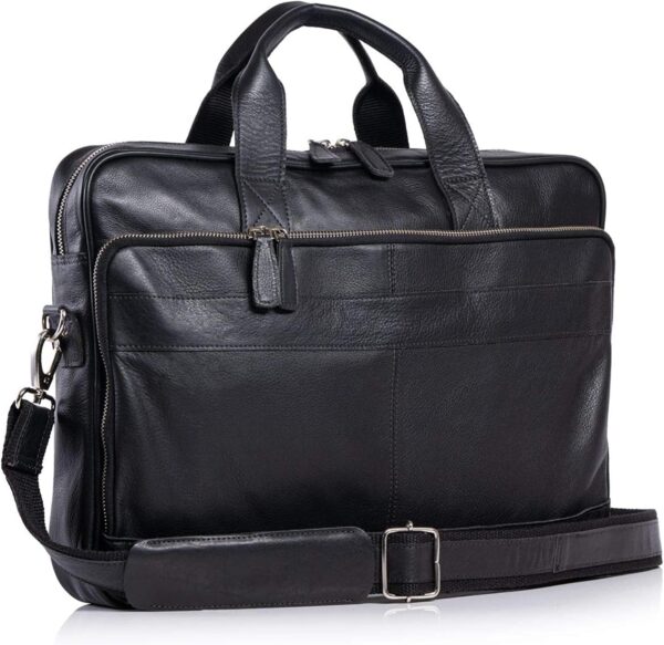 Black Leather Laptop Messenger Briefcase Shoulder Bag