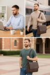 Leather Laptop Messenger Briefcase for Office and College Use