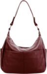 Genuine Leather Women’s Shoulder Purse with Double Zipper Pockets