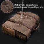 Waterproof Leather Canvas Messenger Bag for 15.6 Inch Laptop