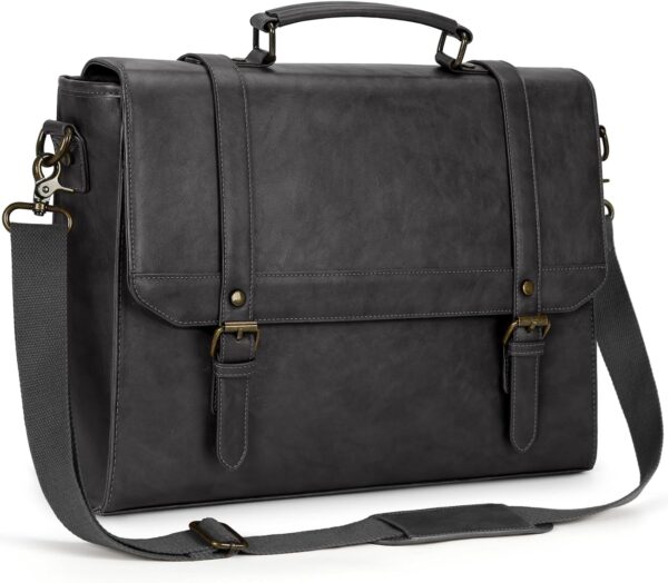 Leather Laptop Briefcase Crossbody Business Shoulder Bag