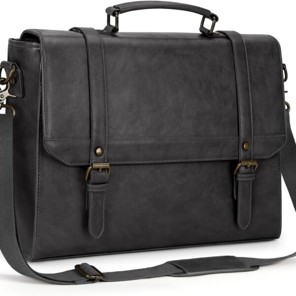Leather Laptop Briefcase Crossbody Business Shoulder Bag