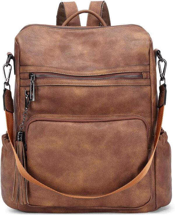 PU Leather Laptop Travel Backpack for Hiking and Day Trips
