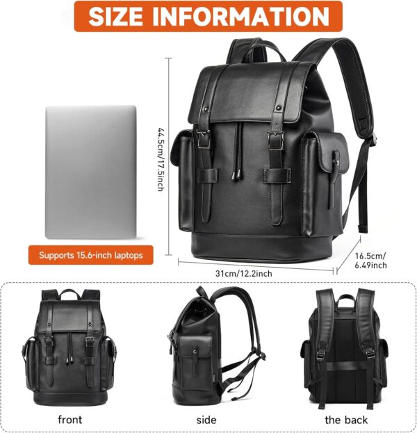 Waterproof PU Leather Laptop Backpack for Work and College