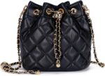 Women’s Quilted Bucket Bag Leather Chain Shoulder Purse Crossbody Handbag