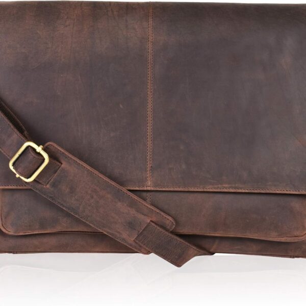 Leather Laptop Messenger Briefcase for Office and College Use