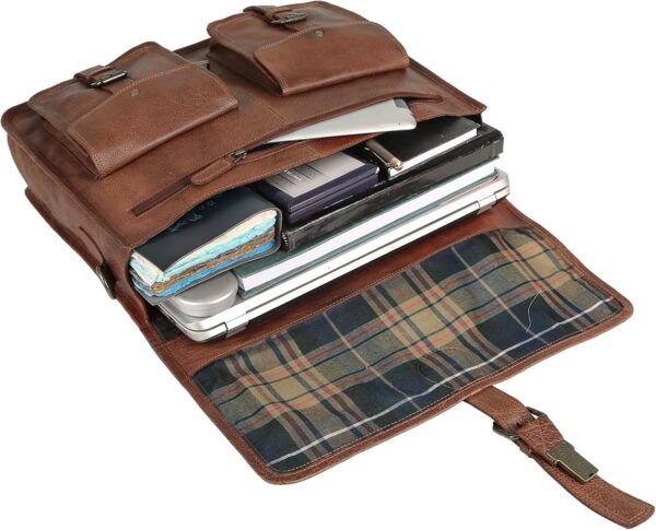 Leather Laptop Messenger Satchel Bag for Business and Travel