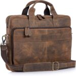 18 Inch Leather Laptop Shoulder Briefcase for Work and Travel