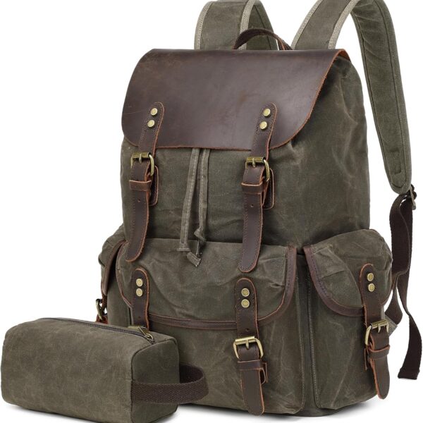 PU Leather Carry-On Travel Laptop Backpack for Men