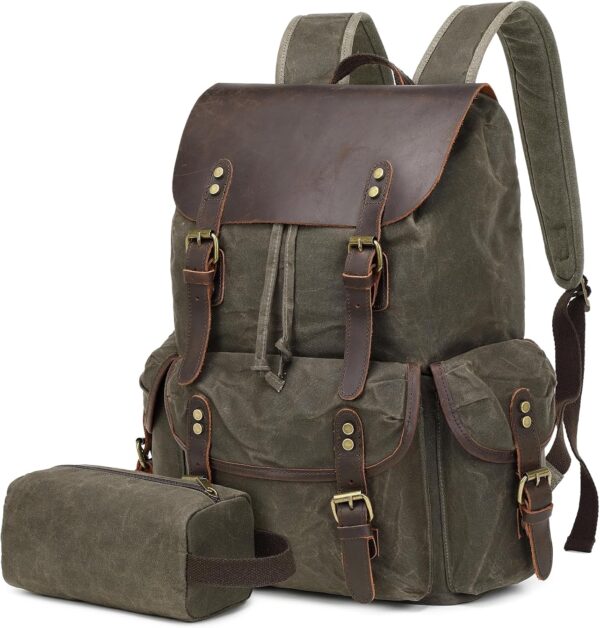 PU Leather Carry-On Travel Laptop Backpack for Men