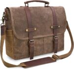 Waterproof Leather Canvas Messenger Bag for 15.6 Inch Laptop