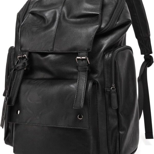 Water-Repellent PU Leather Business Laptop Backpack