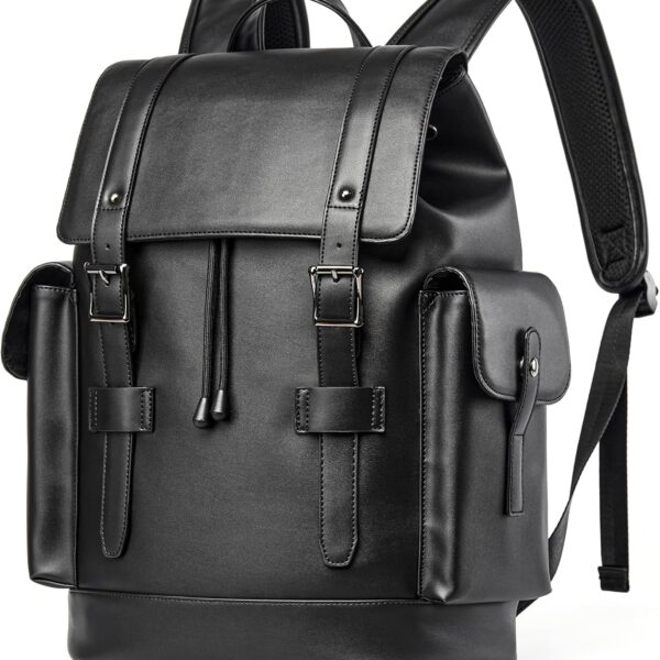 Waterproof PU Leather Laptop Backpack for Work and College