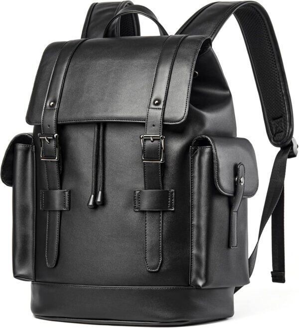Waterproof PU Leather Laptop Backpack for Work and College