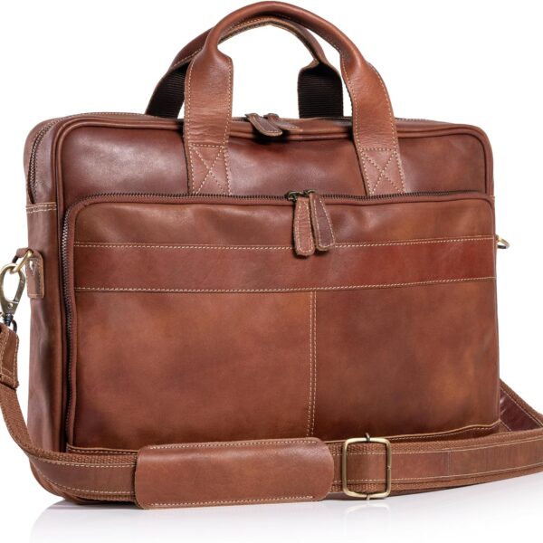 Vintage Leather Travel Backpack with Laptop Compartment