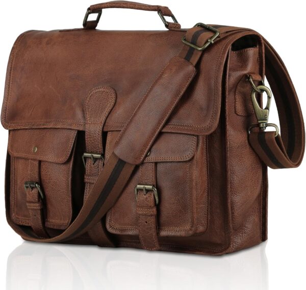 Leather Laptop Messenger Satchel Bag for Business and Travel