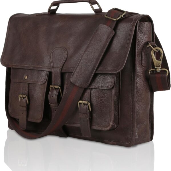 Leather Office Messenger Briefcase for Men and Women